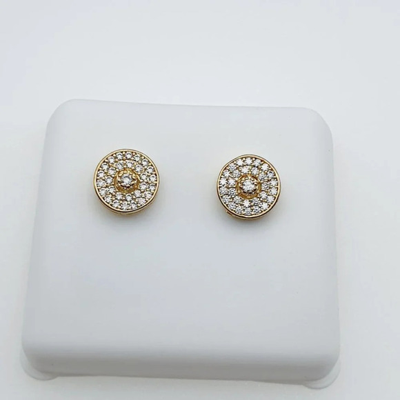 "14K Gold Plated Cubic Zircon Earrings, INUS1BR107 - Picture 6 of 10